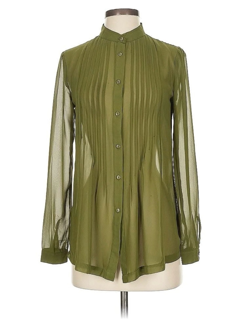 W118 by Walter Baker sheer green button up blouse sz xs
